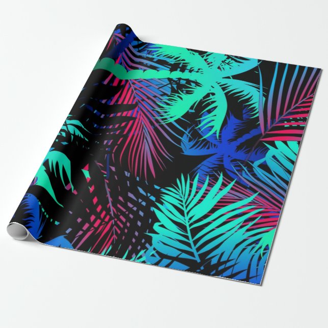 Palm tree pattern wrapping paper (Unrolled)