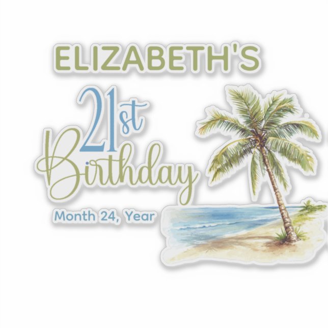 Palm Tree Personalised 21st Birthday (Front)