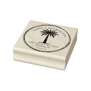 Palm Tree Personalised Return Address Rubber Stamp
