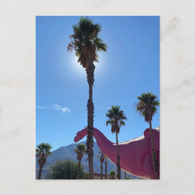Palm Tree & Pink Dinosaur Postcard (Front)
