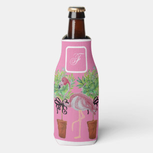 Palm Tree Pink Flamingo Flamingos Can Bottle Cooler