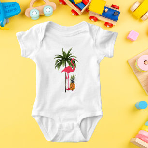 Palm Tree, Pink Flamingo, Pineapple Baby Bodysuit