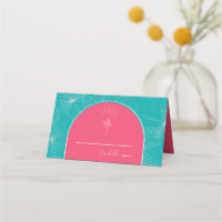 Palm Tree Pink & Green Blue Wedding  