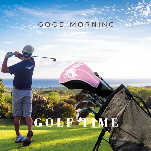 Palm Tree Pink White Tropical Elegant Monogram  Golf Head Cover (Creator Uploaded)