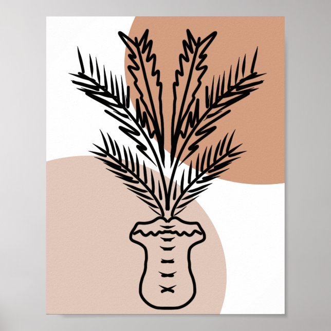Palm Tree Plant Line Hand Drawn Art Shapes Poster (Front)