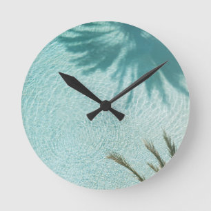 Palm Tree Pool Dream #2 #wall #art  Round Clock