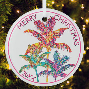Palm Tree Pop Art Merry Christmas Ornament