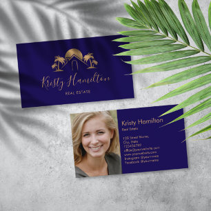 palm tree real estate professional house add photo business card