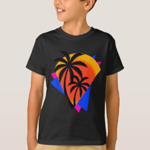 Palm Tree Retro Beach Sunset Summer Vibes Tropical T-Shirt