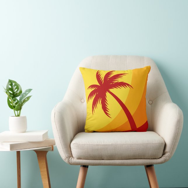 Palm Tree - Retro Beach Tropical Summer Colours  Cushion (Chair)