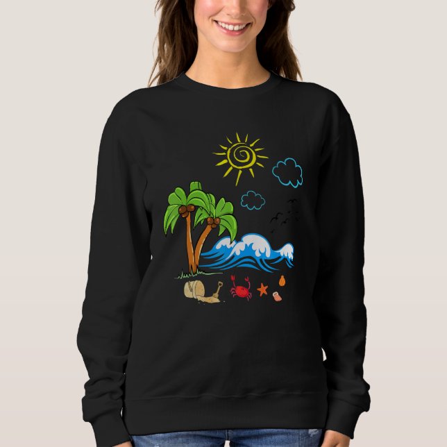 Palm Tree Retro Style Tropical Beach Sweatshirt (Front)