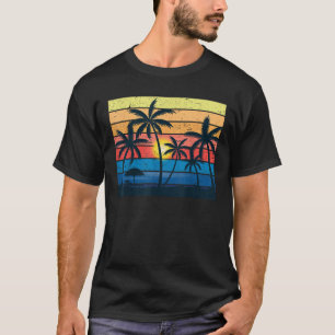 Palm Tree Retro Vintage Sunset Tropical Beach Dres T-Shirt