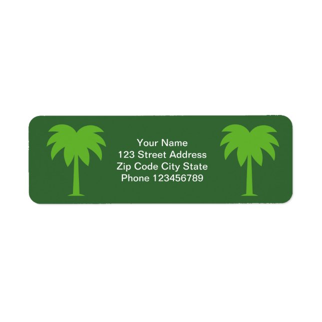 Palm tree return address label stickers (Front)