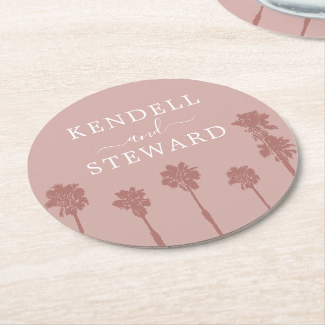 Palm Tree Romance Wedding Suite Paper Coaster (Angled)