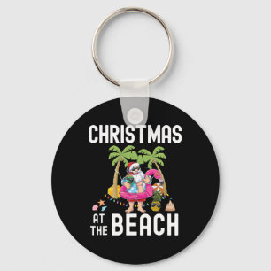 Palm Tree Santa Surfing Summer Christmas At The Be Key Ring