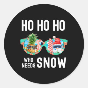 Palm Tree Santa Surfing Summer Vacation Christmas Classic Round Sticker