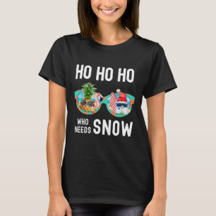 Palm Tree Santa Surfing Summer Vacation Christmas T-Shirt
