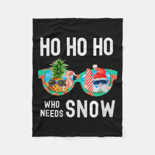Palm Tree Santa Surfing Summer Vacation Ho Ho Ho C Fleece Blanket