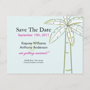 Palm Tree Save The Date POST CARD! Announcement Postcard