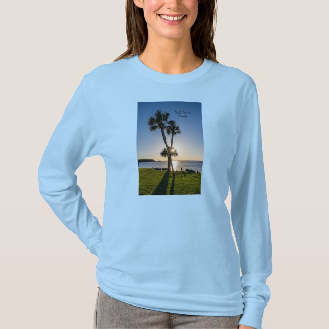 Palm Tree Scissors Silhouette Long Sleeve Shirt (Front)
