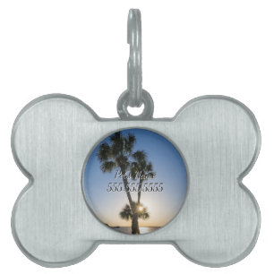 Palm Tree Scissors Silhouette Pet Tag