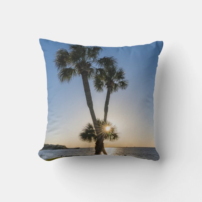 Palm Tree Scissors Silhouette Pillow (Front)