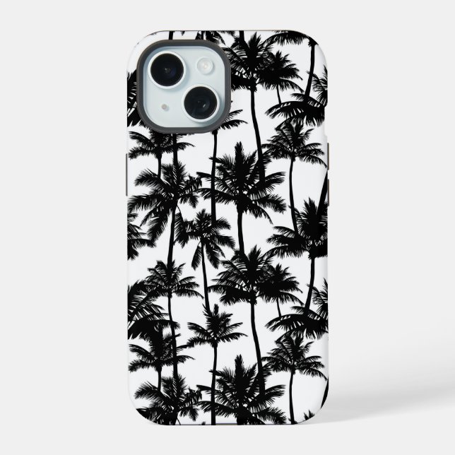 Palm Tree Shadow Pattern iPhone 15 Case (Back)