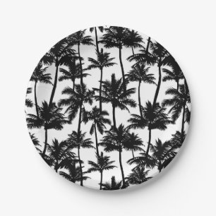 Palm Tree Shadow Pattern Paper Plate
