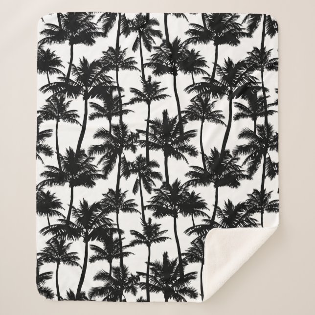 Palm Tree Shadow Pattern Sherpa Blanket (Front)