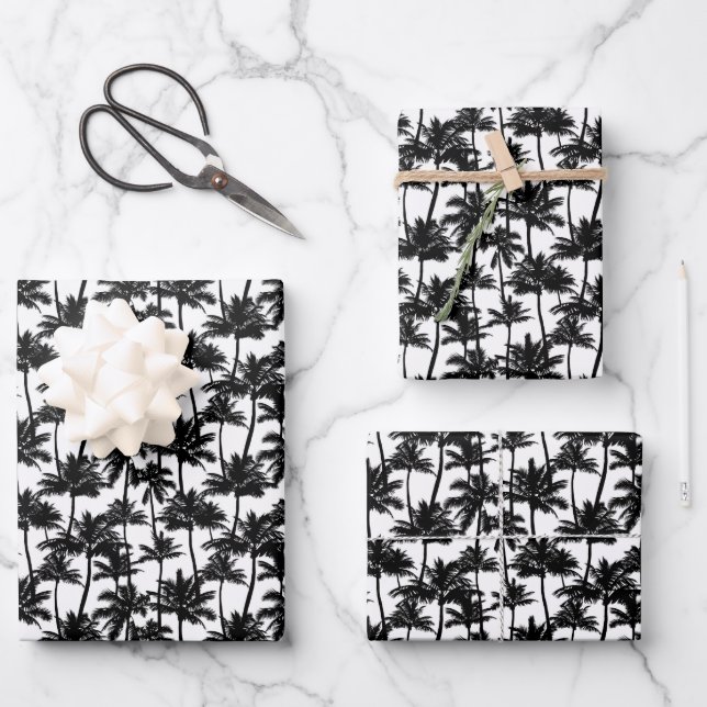 Palm Tree Shadow Pattern Wrapping Paper Sheet (Front)