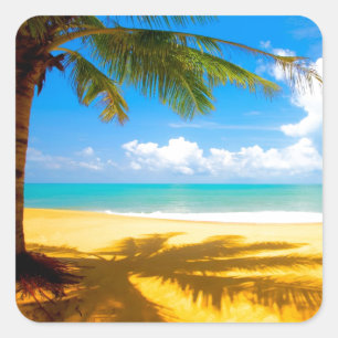 Palm Tree Shadows Square Sticker
