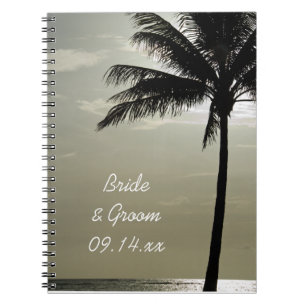 Palm Tree Silhouette Beach Wedding Spiral Notebook