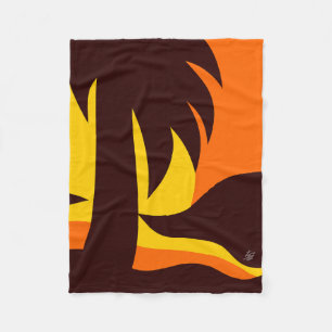 Palm Tree Silhouette In Sunset On Beach Fleece Blanket