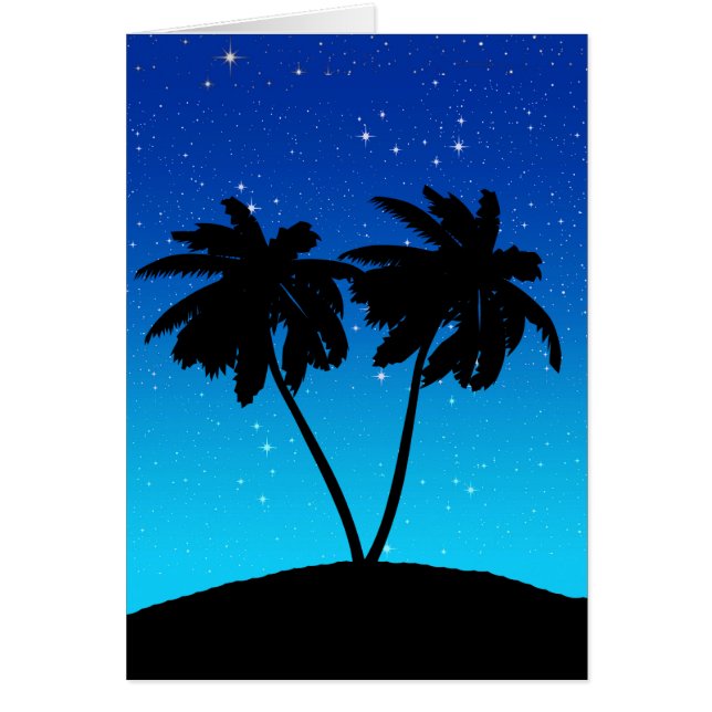 Palm Tree Silhouette on Evening Blue with Stars (Front)