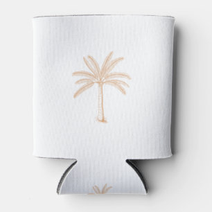 Palm Tree Sketch Tan Can Cooler