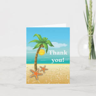 Palm tree & starfish beach wedding Thank You
