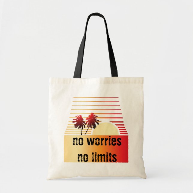Palm Tree Stylised Sunset Beach Tropical Tote Bag (Front)