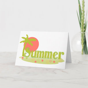 Palm Tree Summer with Sun and Beach Card