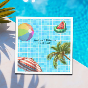 Palm Tree Sun Umbrella Beach Ball Pool Party Napkin