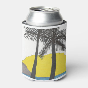 Palm Tree Sunrise Silhouette Can Cooler
