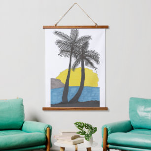 Palm Tree Sunrise Silhouette  Hanging Tapestry