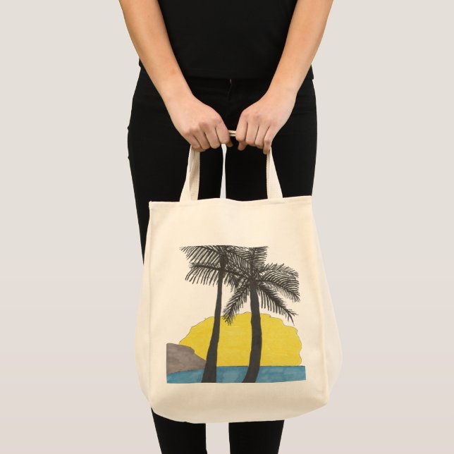Palm Tree Sunrise Silhouette Tote Bag (Front (Product))