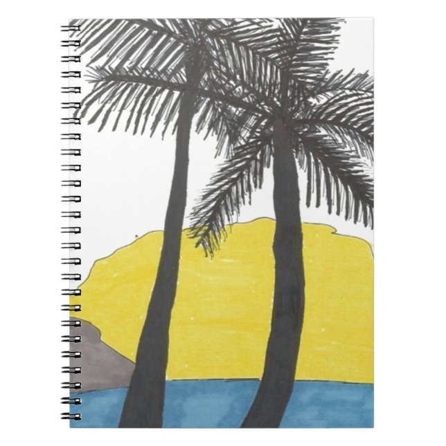 Palm Tree Sunrise Spiral Notebook (Front)