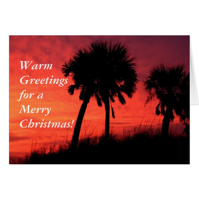 Palm Tree Sunset Christmas Card - Customized (Front Horizontal)