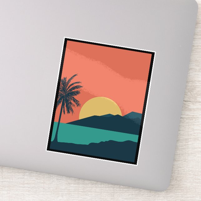 Palm Tree Sunset, Island, Boho Abstract Art (Detail)