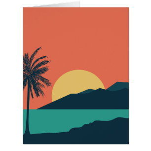 Palm Tree Sunset, Island, Boho Abstract Art