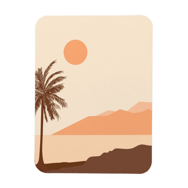 Palm Tree Sunset, Island, Boho Abstract Art Magnet (Vertical)