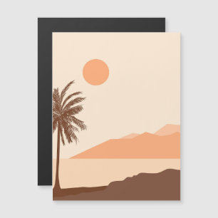 Palm Tree Sunset, Island, Boho Abstract Art Magnetic Invitation