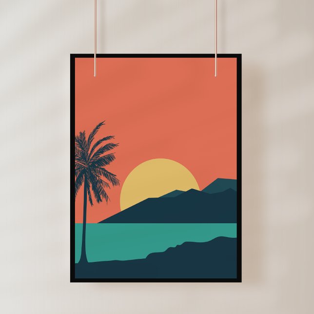 Palm Tree Sunset, Island, Boho Abstract Art Photo Print (Creator Uploaded)