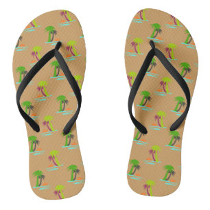 Palm Tree Sunset on Sea Pattern Customisable Jandals